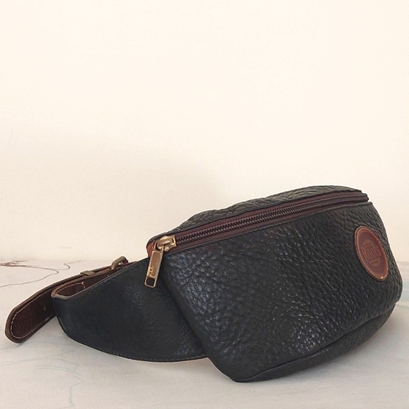 Vintage Roots black / brown leather fanny pack waist bag - Picture 4 of 12